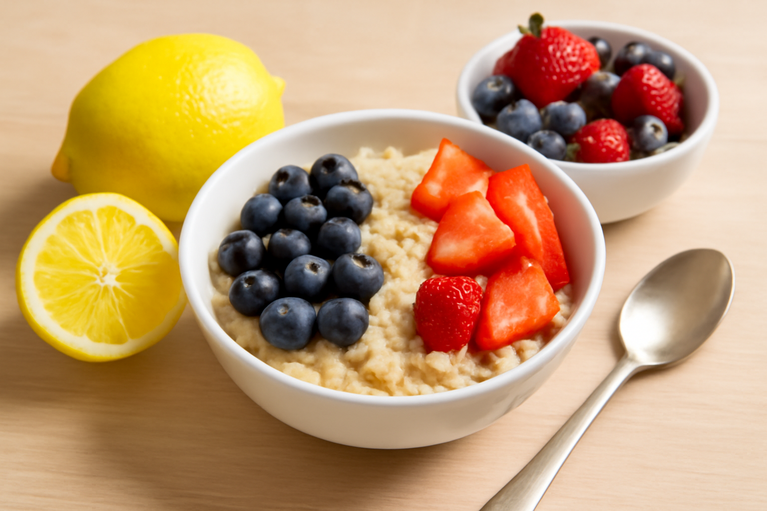Healthy breakfast with lemon