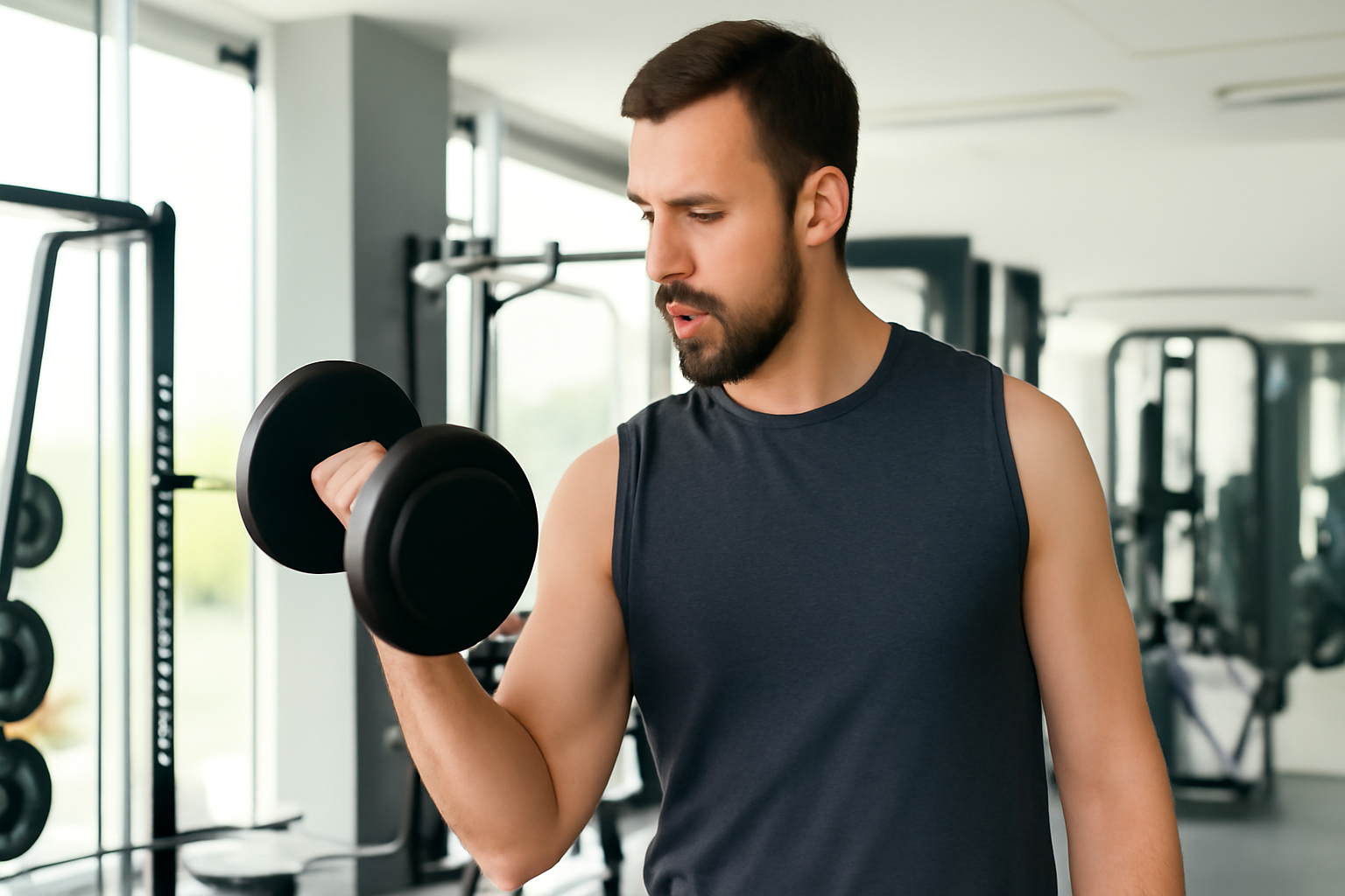 Man training in gym
