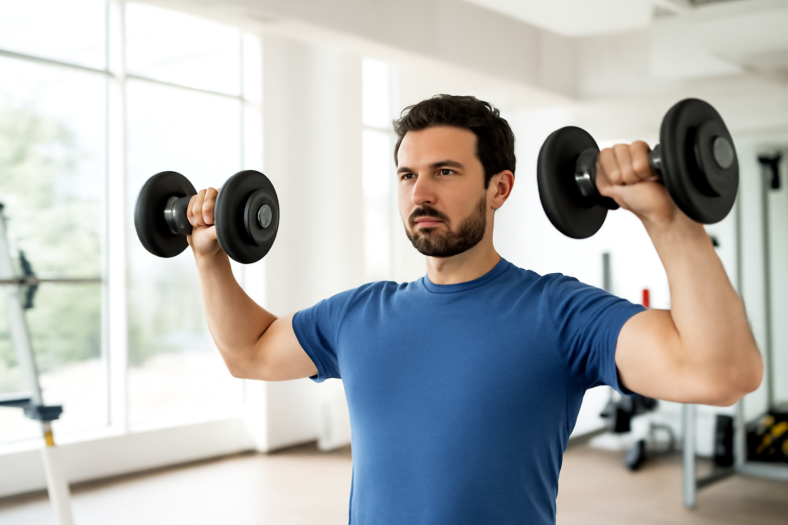 Man exercising with dumbbells